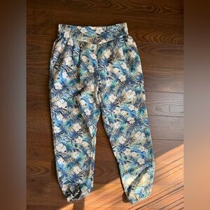 GU Tropical Floral Casual Jogger Pants - Blue & Cream